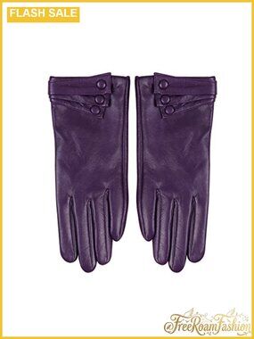 Lambskin Leather Gloves Wool Lined Winter Button Cuff